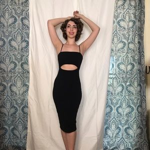 Little Black Bodycon Ribbed Dress